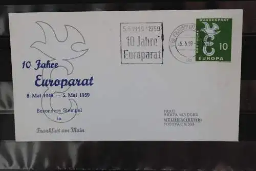 Deutschland; Sonderstempel Frankfurt/M., "10 Jahre Europarat" 1959