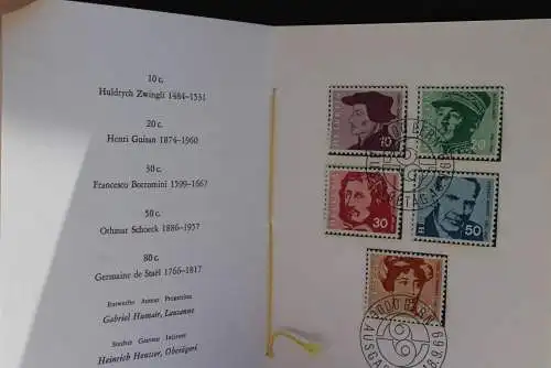 Schweiz Portraits 1969, Sammelfolder, Ersttagsheft Nr. 94, ESST
