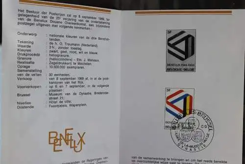 Belgien 1969; BENELUX, Ersttagsblatt mit Schwarzdruck; MiNr. 1557, fläm. Ausgabe