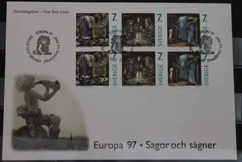 Schweden, Europa - CEPT 1997, H-Blatt 255 auf FDC