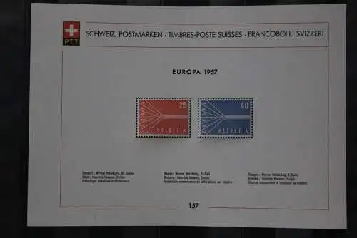 Schweiz, Europa - CEPT 1957, Sammelblatt Nr. 157, MiNr. 646-47, ungebraucht