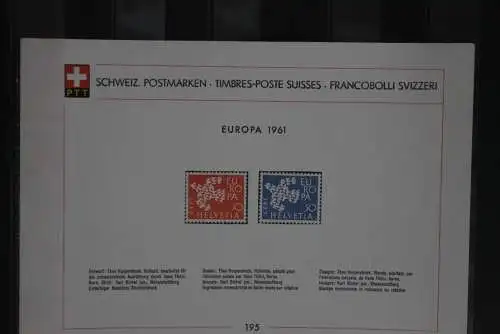 Schweiz, Europa - CEPT 1961, Sammelblatt Nr. 195, MiNr. 736-37, ungebraucht