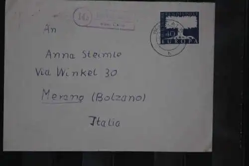 Deutschland; Poststellenstempel, Posthilfsstempel, 1957?; Auslandsbrief nach Italien