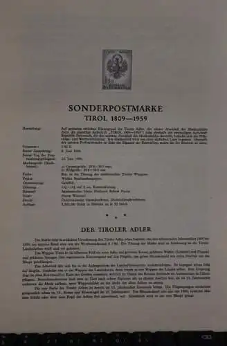 Österreich Amtl. Schwarzdruck auf Schwarzdruckblatt 1959 zur Ausgabe: Tirol 1809-1959