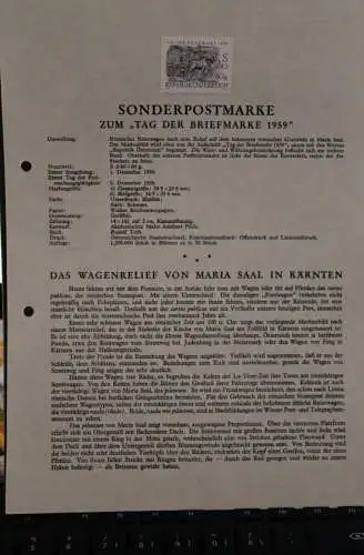 Österreich Amtl. Schwarzdruck auf Schwarzdruckblatt 1959 zur Ausgabe: Tag der Briefmarke 1959, bitte lesen