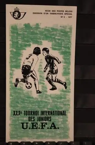 Belgien, Ersttagsblatt Schwarzdruck: UEFA - Fußball, 1977, franz. Ausgabe