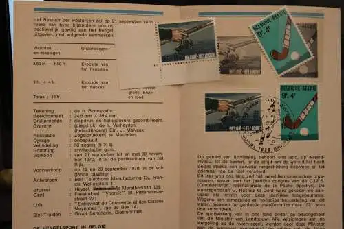Belgien, Ersttagsblatt Schwarzdruck: Sport, 1970, fläm. Ausgabe