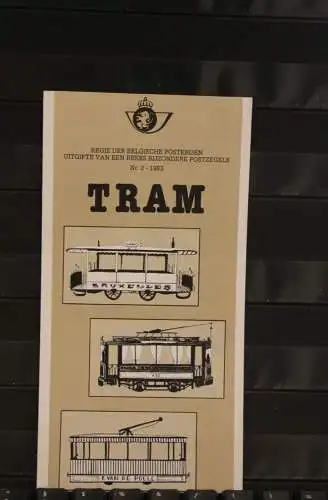 Belgien, Ersttagsblatt Schwarzdruck: Tram, 1983  fläm. Ausgabe
