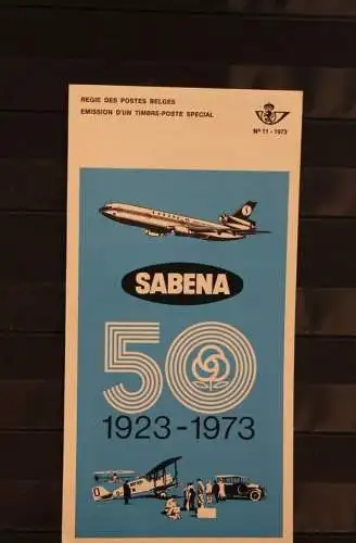 Belgien, Ersttagsblatt Schwarzdruck: Sabena 1973,  franz. Ausgabe