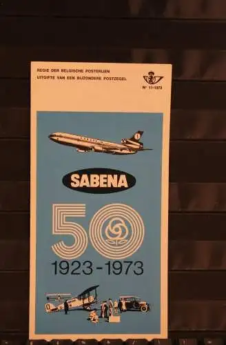 Belgien, Ersttagsblatt Schwarzdruck: Sabena 1973,  fläm. Ausgabe
