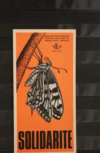 Belgien, Ersttagsblatt Schwarzdruck: Solidarität 1971: Insekten,  franz. Ausgabe