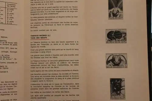 Belgien, Ersttagsblatt Schwarzdruck: Solidarität 1971: Insekten,  franz. Ausgabe