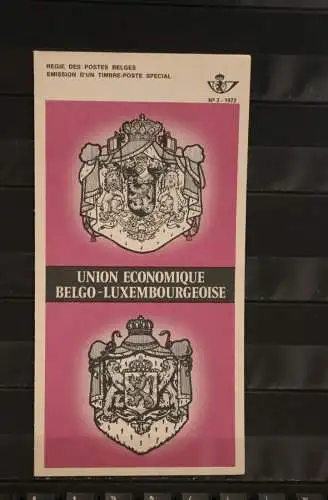 Belgien, Ersttagsblatt Schwarzdruck: Belgisch-Luxemburgische Wirtschaftsgemeinschaft 1972, franz. Ausgabe,MiNr. 1673
