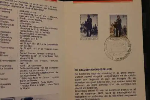 Belgien, Ersttagsblatt Schwarzdruck: Tag der Briefmarke 1971, fläm.  Ausgabe