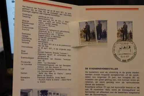 Belgien, Ersttagsblatt Schwarzdruck: Tag der Briefmarke 1971, fläm.  Ausgabe