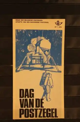 Belgien, Ersttagsblatt Schwarzdruck: Tag der Briefmarke 1972, Mondlandung, fläm.  Ausgabe