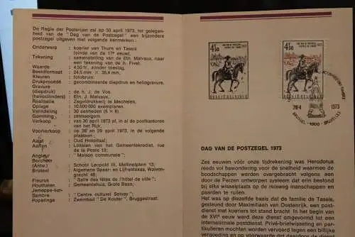Belgien, Ersttagsblatt Schwarzdruck: Tag der Briefmarke 1973, fläm.  Ausgabe