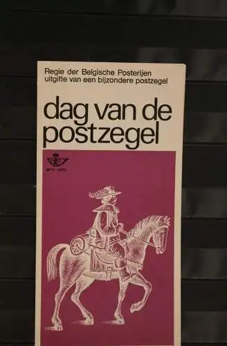 Belgien, Ersttagsblatt Schwarzdruck: Tag der Briefmarke 1973, fläm.  Ausgabe