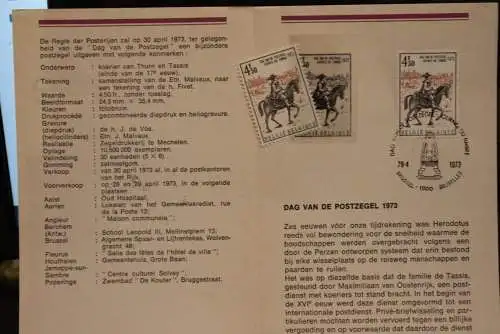Belgien, Ersttagsblatt Schwarzdruck: Tag der Briefmarke 1973, fläm.  Ausgabe