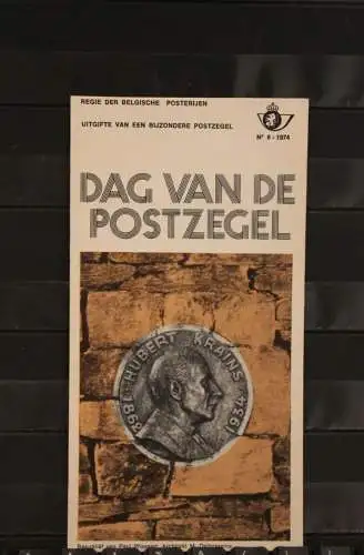 Belgien, Ersttagsblatt Schwarzdruck: Tag der Briefmarke 1974, fläm.  Ausgabe