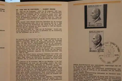 Belgien, Ersttagsblatt Schwarzdruck: Tag der Briefmarke 1974, fläm.  Ausgabe