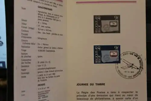 Belgien, Ersttagsblatt Schwarzdruck: Tag der Briefmarke 1980, franz.  Ausgabe