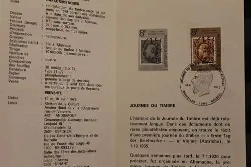 Belgien, Ersttagsblatt Schwarzdruck: Tag der Briefmarke 1978, franz.  Ausgabe