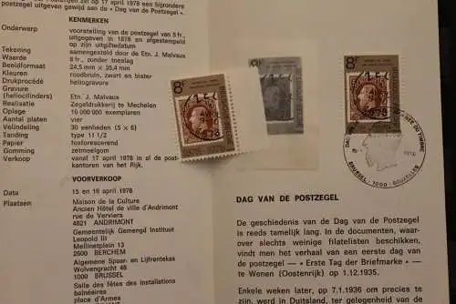 Belgien, Ersttagsblatt Schwarzdruck: Tag der Briefmarke 1978, fläm.  Ausgabe
