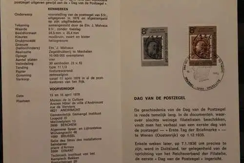 Belgien, Ersttagsblatt Schwarzdruck: Tag der Briefmarke 1978, fläm.  Ausgabe
