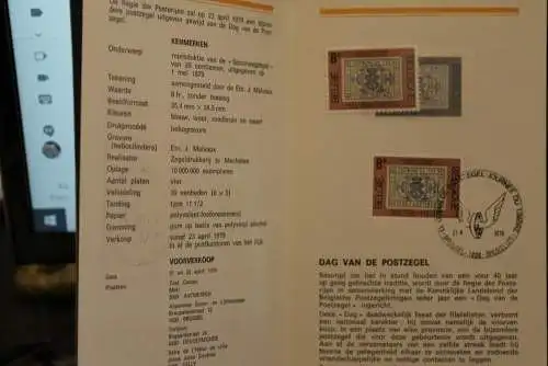 Belgien, Ersttagsblatt Schwarzdruck: Tag der Briefmarke 1979, fläm.  Ausgabe