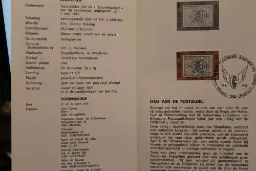 Belgien, Ersttagsblatt Schwarzdruck: Tag der Briefmarke 1979, fläm.  Ausgabe