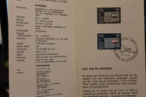 Belgien, Ersttagsblatt Schwarzdruck: Tag der Briefmarke 1980, fläm.  Ausgabe