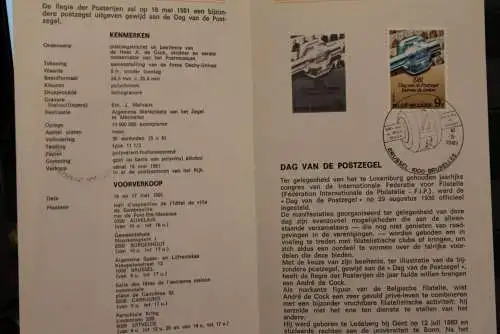 Belgien, Ersttagsblatt Schwarzdruck: Tag der Briefmarke 1981, fläm.  Ausgabe
