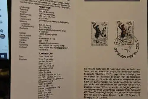 Belgien, Ersttagsblatt Schwarzdruck: Tag der Briefmarke 1982, fläm.  Ausgabe
