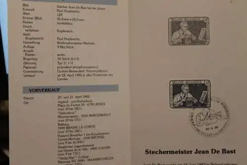 Belgien, Ersttagsblatt Schwarzdruck: Tag der Briefmarke 1985, deutsche Ausgabe
