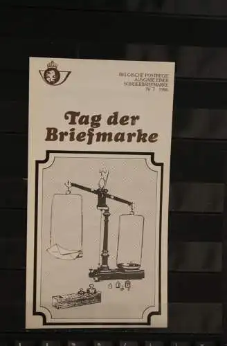 Belgien, Ersttagsblatt: Tag der Briefmarke 1986, deutsche Ausgabe