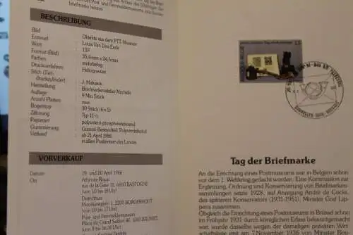 Belgien, Ersttagsblatt: Tag der Briefmarke 1986, deutsche Ausgabe