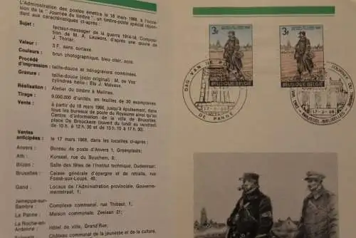 Belgien, Ersttagsblatt, Tag der Briefmarke 1968, franz. Edition, 2 verschiedene ESST