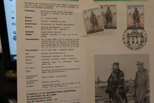 Belgien, Ersttagsblatt, Schwarzdruck: Tag der Briefmarke 1968, fläm. Edition