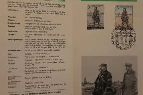 Belgien, Ersttagsblatt, Schwarzdruck: Tag der Briefmarke 1968, fläm. Edition