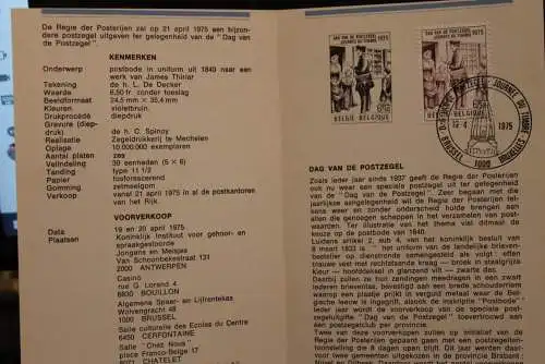 Belgien, Ersttagsblatt, Schwarzdruck: Tag der Briefmarke 1975, fläm. Edition