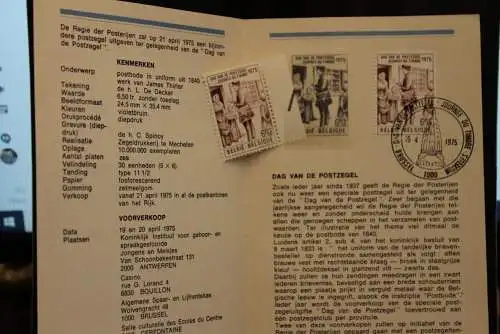 Belgien, Ersttagsblatt, Schwarzdruck: Tag der Briefmarke 1975, fläm. Edition