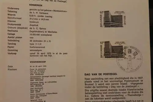 Belgien, Ersttagsblatt, Schwarzdruck: Tag der Briefmarke 1976, fläm. Edition