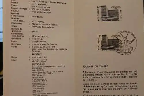 Belgien, Ersttagsblatt, Schwarzdruck: Tag der Briefmarke 1976, franz. Edition