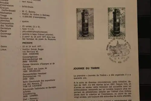 Belgien, Ersttagsblatt, Schwarzdruck: Tag der Briefmarke 1977, franz. Edition