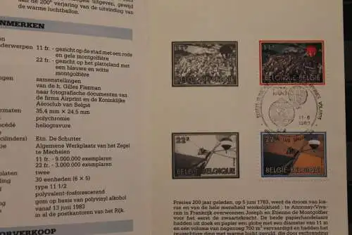 Belgien, Ersttagsblatt, Schwarzdruck: Ballonfahren, 1983, fläm. Edition