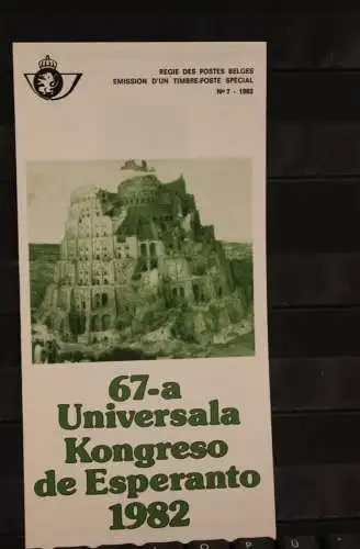 Belgien, Ersttagsblatt, Schwarzdruck: Esperanto, 1982, franz. Edition