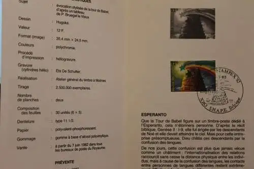 Belgien, Ersttagsblatt, Schwarzdruck: Esperanto, 1982, franz. Edition