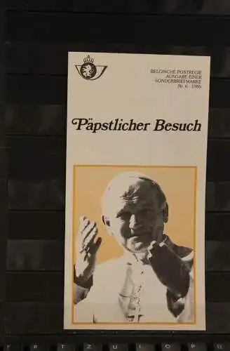 Belgien, Ersttagsblatt, Schwarzdruck: Papst Johannes Paul II.-Päpstlicher Besuch in Belgien, Deutsche Edition, rar