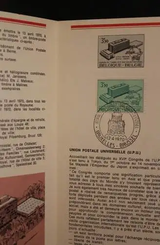 Belgien, Ersttagsblatt, Schwarzdruck: Tag der Briefmarke 1970; franz. Edition
